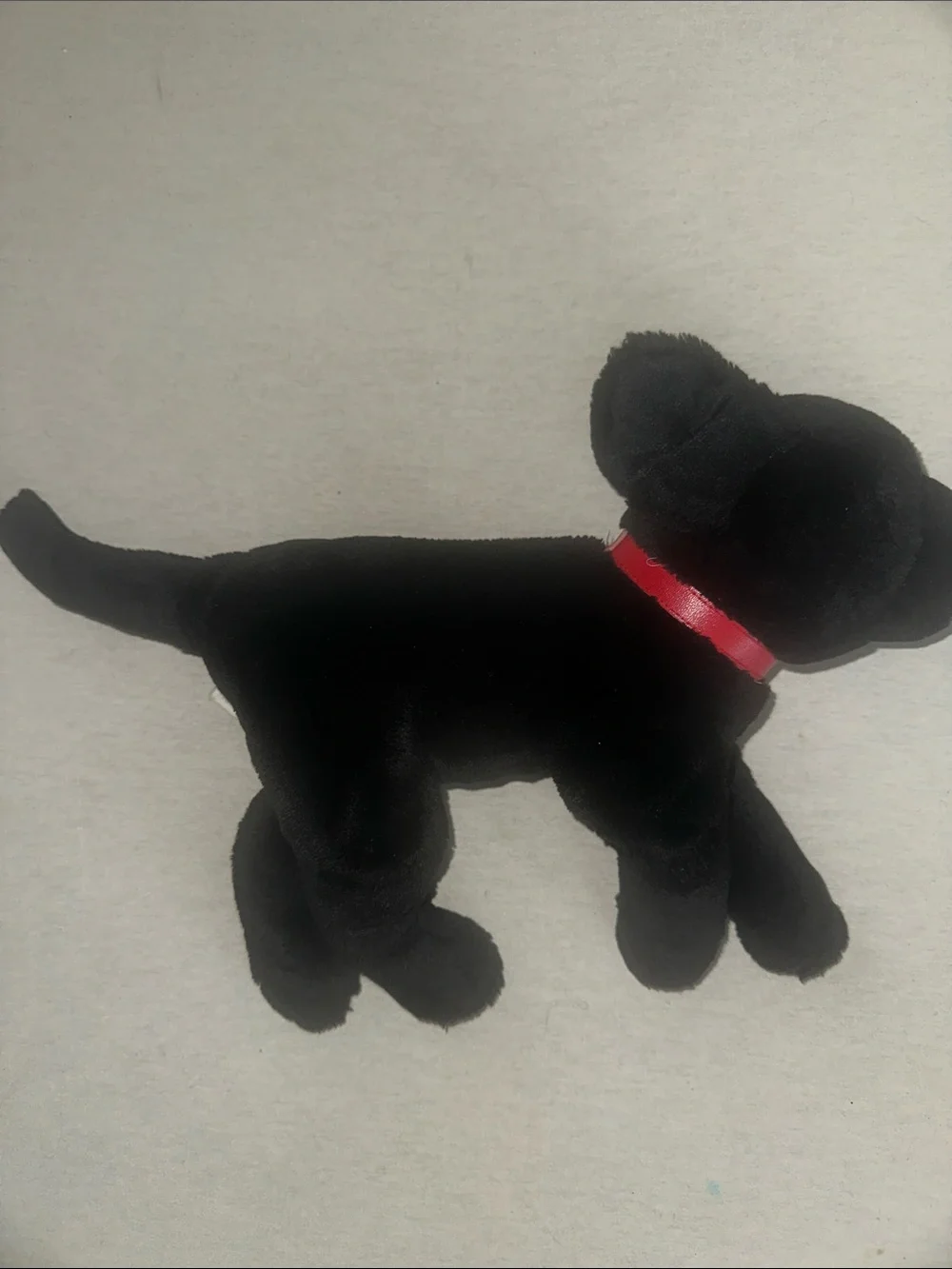 Kids Plush Black Dog Toy with Red Collar - Soft Pet Plush